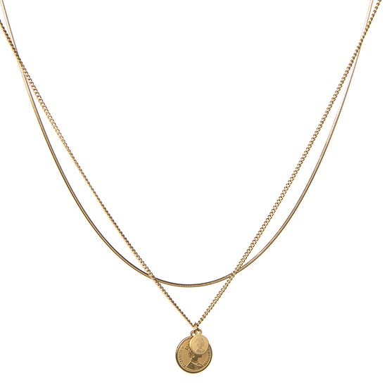 Amberz® Palawan Dubbele Gouden ketting dames - Muntjes - Layerketting - Duurzaam en Gerecycled - 14k - 45cm