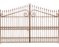 BISCOTTINI Smeedijzeren inrijpoort - Dubbele draaipoort met Antieke Look - Toegangspoort voor oprit - Rustiek Sierhekwerk - 402x10x263cm