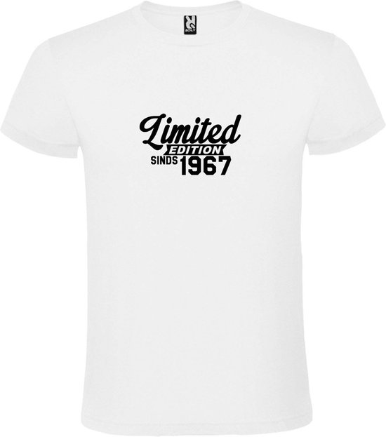 Wit T-Shirt met “ Limited edition sinds 1967 “ Afbeelding Zwart Size S