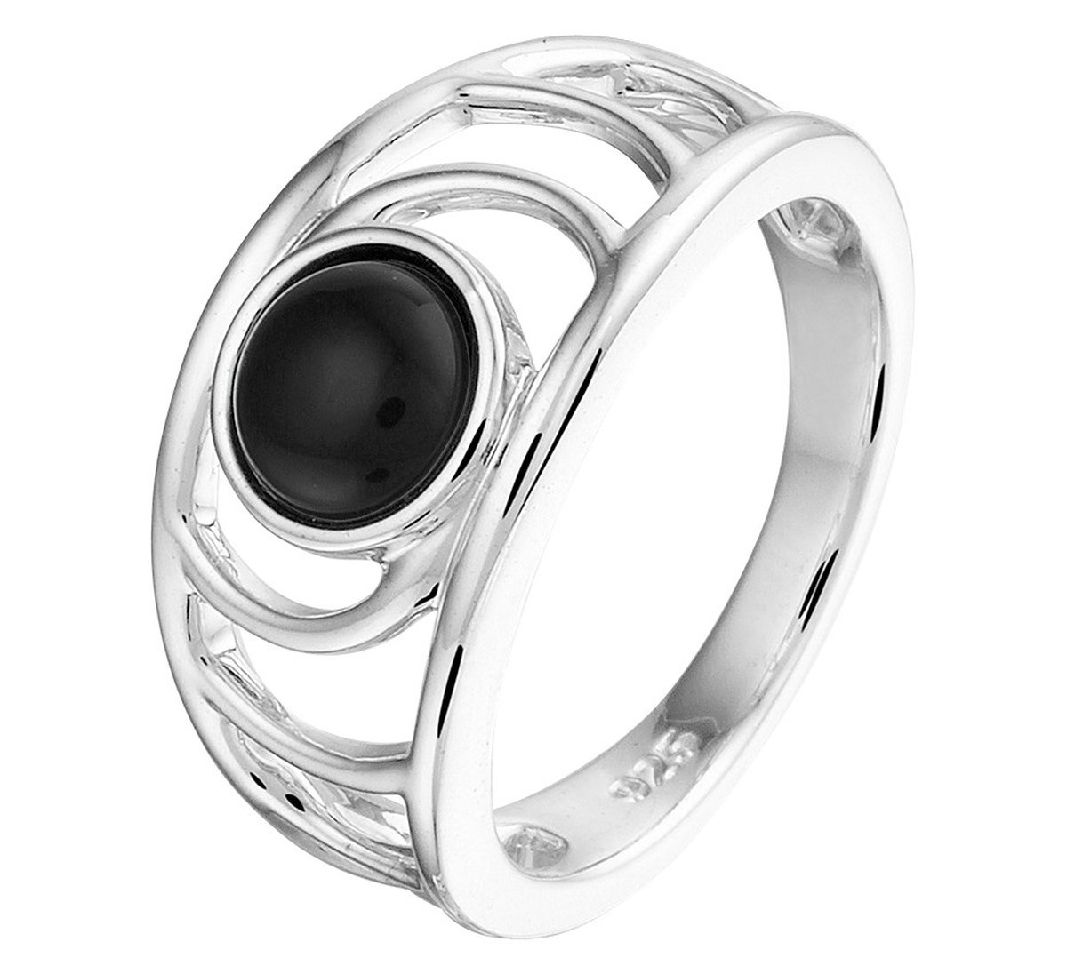Zilver Gerhodineerde Ring onyx 1332530 17.75 mm (56)