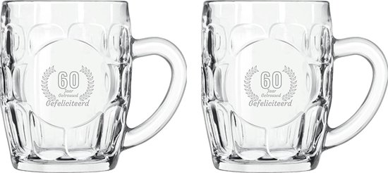 Set gravé Chopes à bière 55cl Félicitations 60 ans de mariage