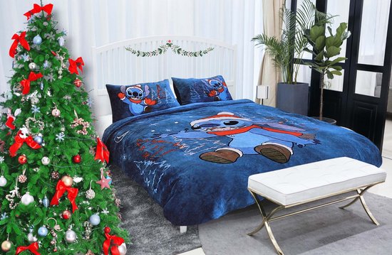 Stitch Disney - Parure de lit en polaire de Noël, 230x220 cm, OEKO OEKO-TEX  | bol.com