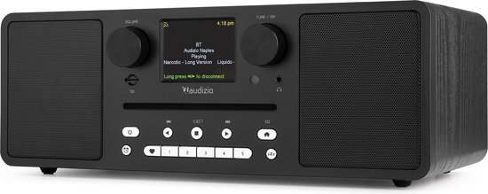 DAB radio met Bluetooth - Audizio Naples - internetradio - DAB radio met CD-speler - FM - hout/zwart - Audizio