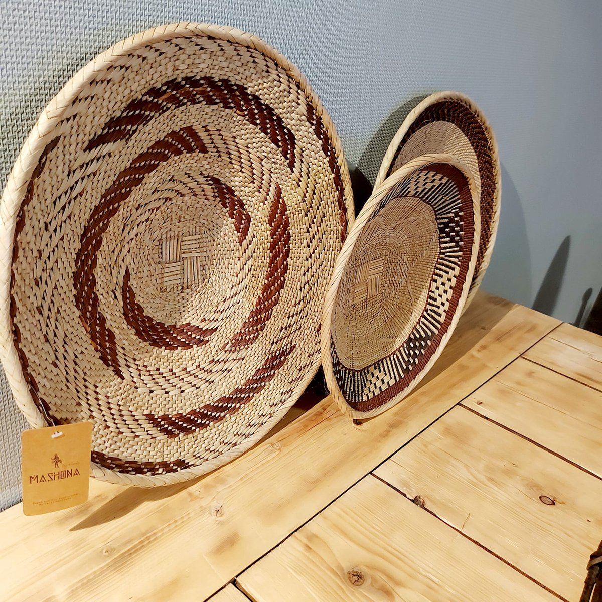 Decoratieve Boho wandmanden set van 10 - handgeweven macramé en gevlochten rattan Decoratieve Boho wandmanden set van 10 - handgeweven macramé en gevlochten rattan