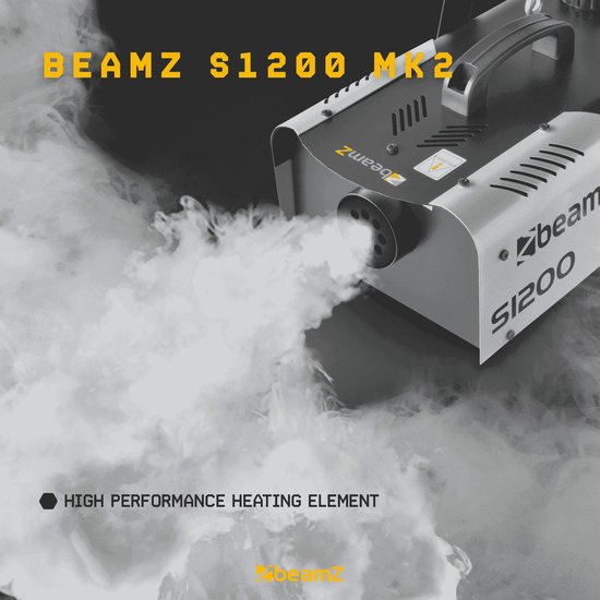 Rookmachine - Beamz S1200 MKII rookmachine 1200W met timer en regelbare output - BeamZ