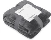 HOMLA grijze fleecedeken, pluizig en warm - voor de bank, bank en bed, gezellige deken, bankdeken, onderhoudsvriendelijk 150 x 200 cm, grijs