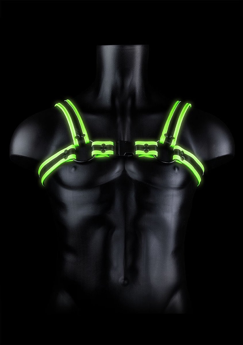 Goedkoopste Buckle Harness - Glow in the Dark - Neon Green/Black - L/XL