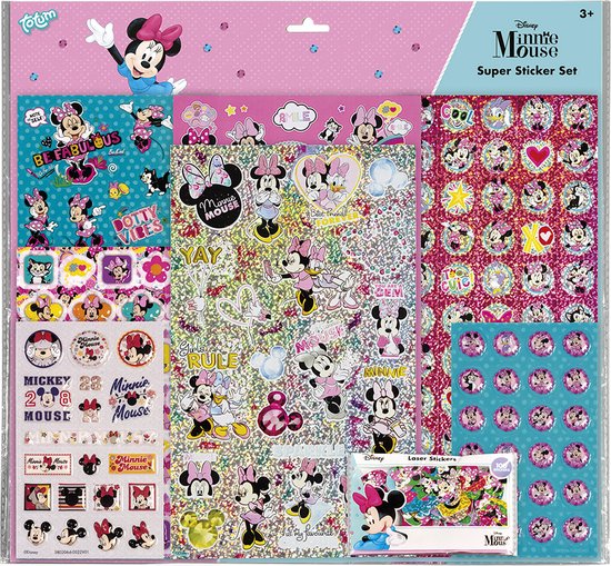 Disney Minnie super set d'autocollants XL - 7 feuilles d'autocollants avec des autocollants métalliques et 3D gonflés