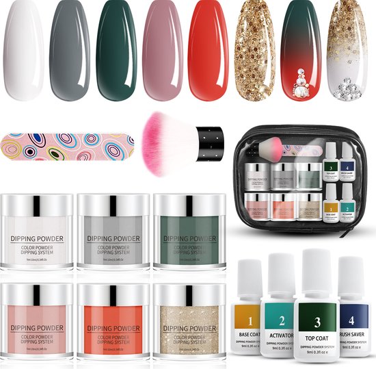 GLAMADOR Dipping Powder Nailset starter kit Aanvul Kit 6 kleuren