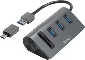 Hama USB 3.2 Gen 1-hub 5 poorten Met ingebouwde SD-kaartlezer, Met USB-C stekker Grijs