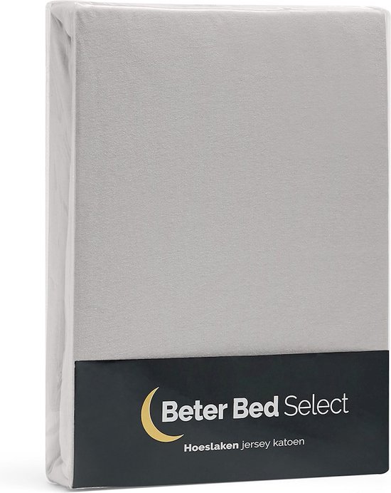 BeterBed Select Jersey Hoeslaken Splittopper - 160 x 220 cm - 100% Katoen - Matrasbeschermer - Matrashoes - Lichtgrijs