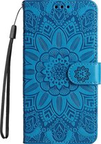 Mobigear Telefoonhoesje geschikt voor Samsung Galaxy S23 Plus Hoesje | Mobigear Sunflower Bookcase Portemonnee | Pasjeshouder voor 2 Pasjes | Telefoonhoesje voor Pinpas / OV Kaart / Rijbewijs - Blauw