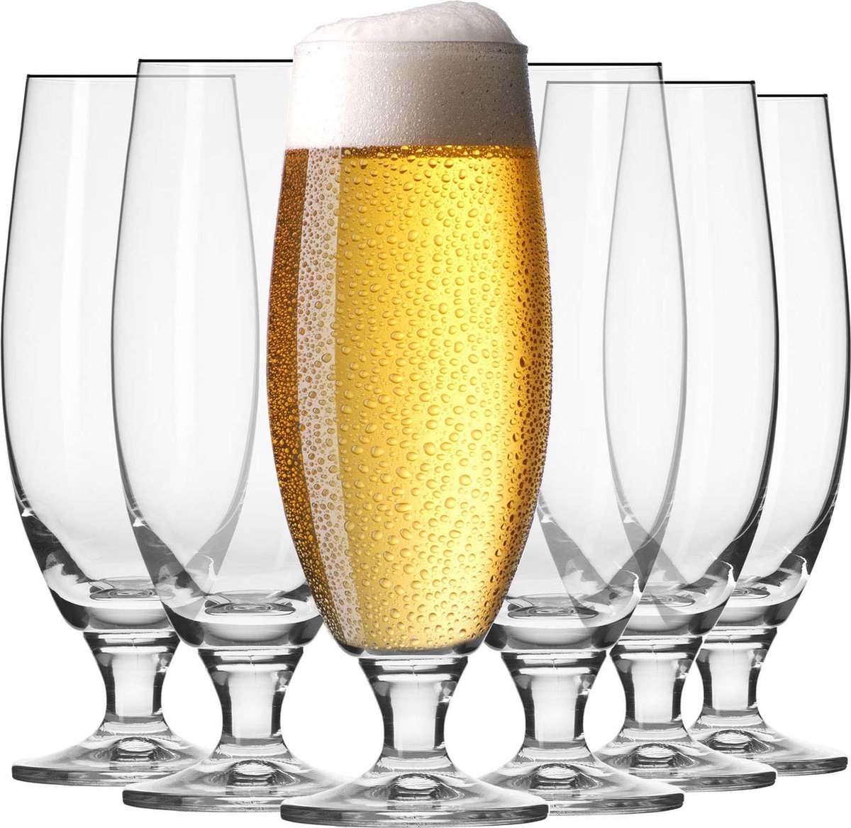 KROSNO Witte Bier Glazen | Set van 6 | 500 ml | Elite Collectie| Perfect voor Thuis, Restaurants en pubs | Vaatwasser Veilig