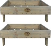 Set de 2x caisses de rangement/stockage en bois empilables 37 x 57 cm - Caisses/caisses pommes de terre/pomme - Caisses empilables