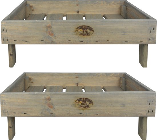 Vermomd Product Gedrag Set van 2x stuks houten opberg/opslag kratten stapelbaar 37 x 57 cm -  Aardappel/appel... | bol.com