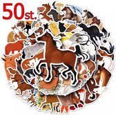 50 Paardenstickers - Mega Pack - Stickers met paarden voor op de fiets, beker, laptop, schoolspullen, kamer, etc - School - Kinderen - Stickers - Plakken - Stikker - KWPN Bundel - Set - 50