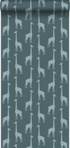 ESTAhome behang giraffen vergrijsd donker blauw - 139061 - 0,53 x 10,05 m