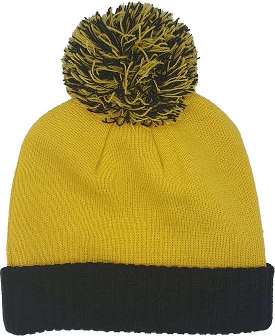 SPMK - Space Monkey - Bonnet Pom Pom - Taille Unique - Chapeau - Jaune/ Zwart