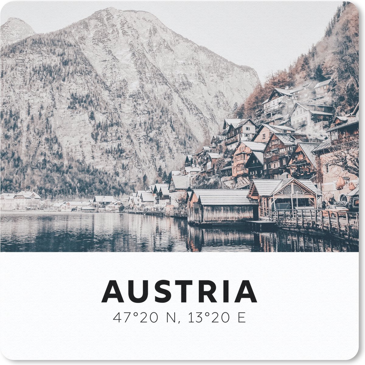 Muismat 20x20 cm - Mousepad Oostenrijk - Meer - Huizen - Muismatten