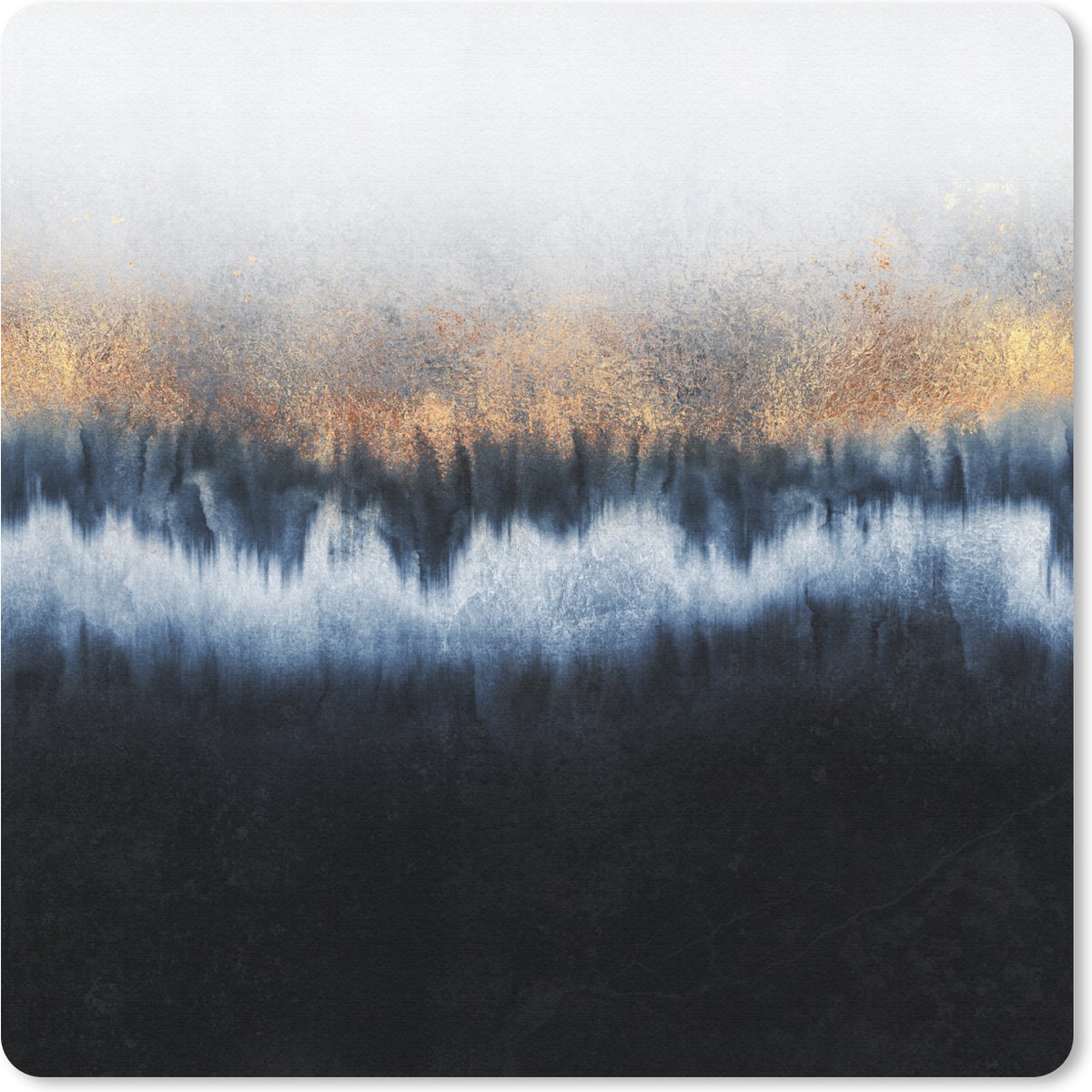 Muismat 20x20 cm - Mousepad Abstract - Goud - Luxe - Blauw - Muismatten