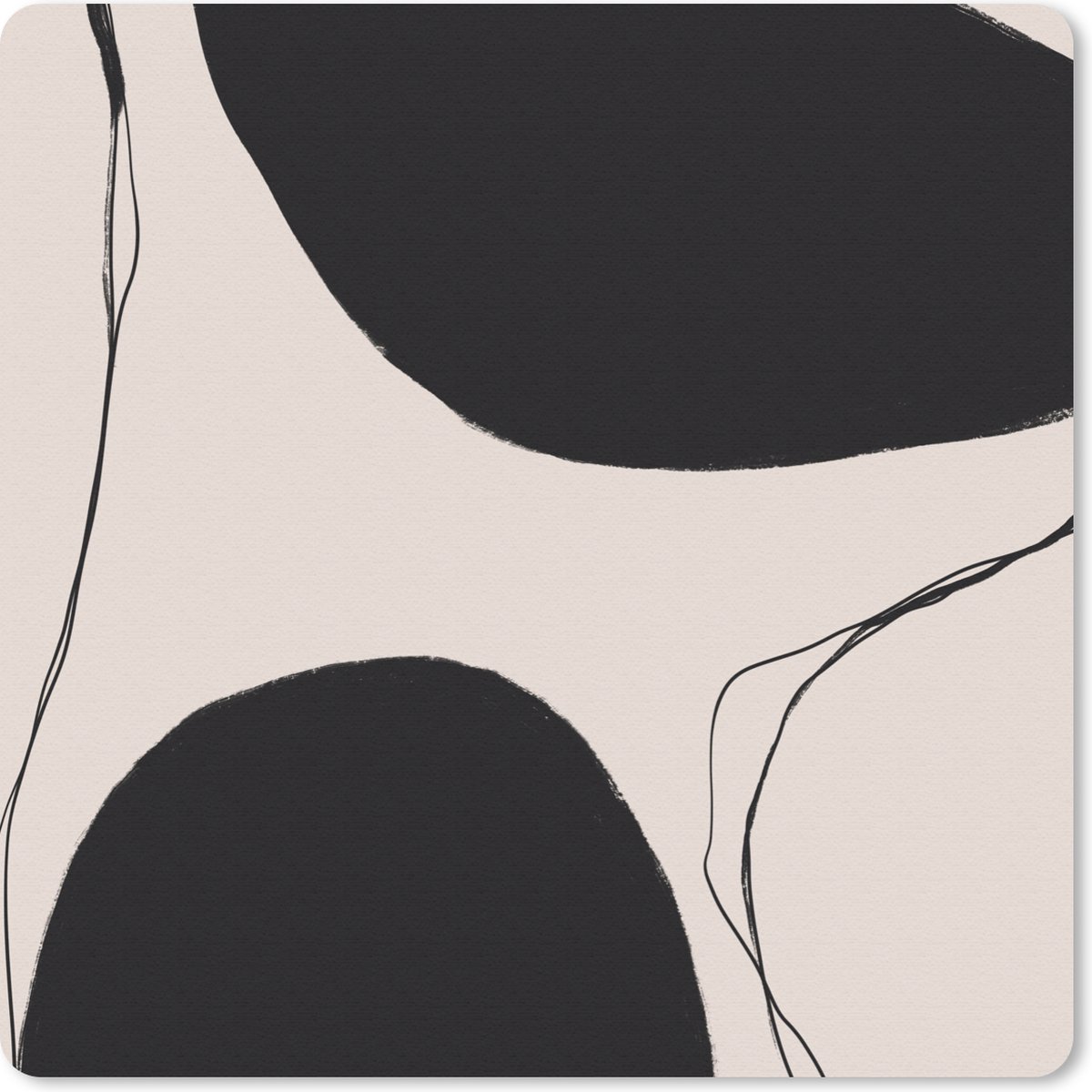 Muismat 30x30 cm - Mousepad Pastel - Zwart - Minimalisme - Muismatten