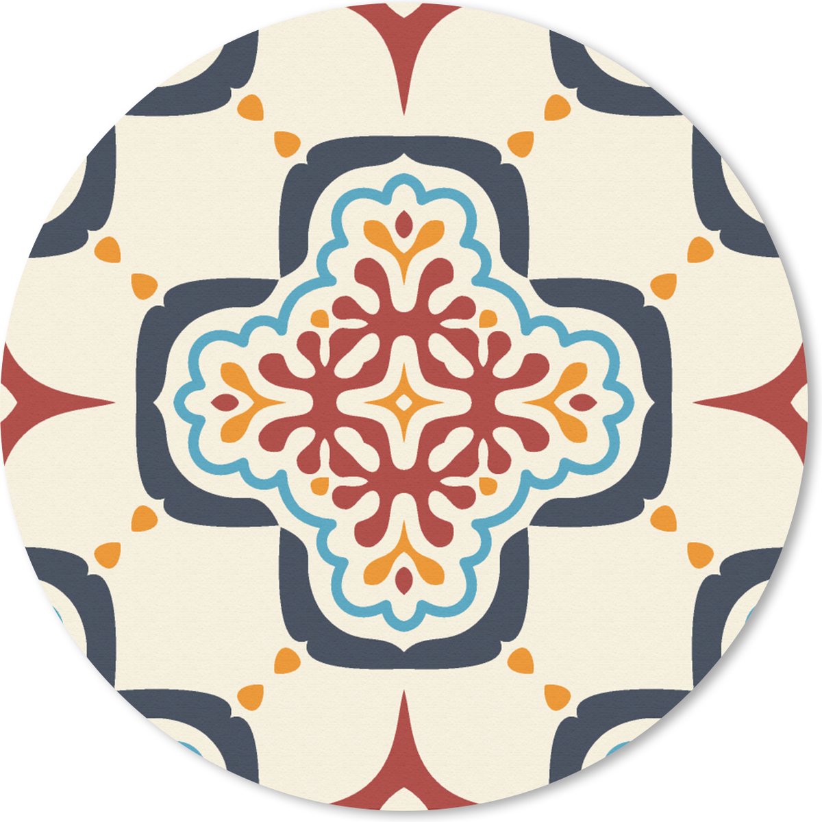 Muismat rond 20x20 cm - Mousepad Bloemen - Tegel - Vector - Patroon - Ronde muismatten