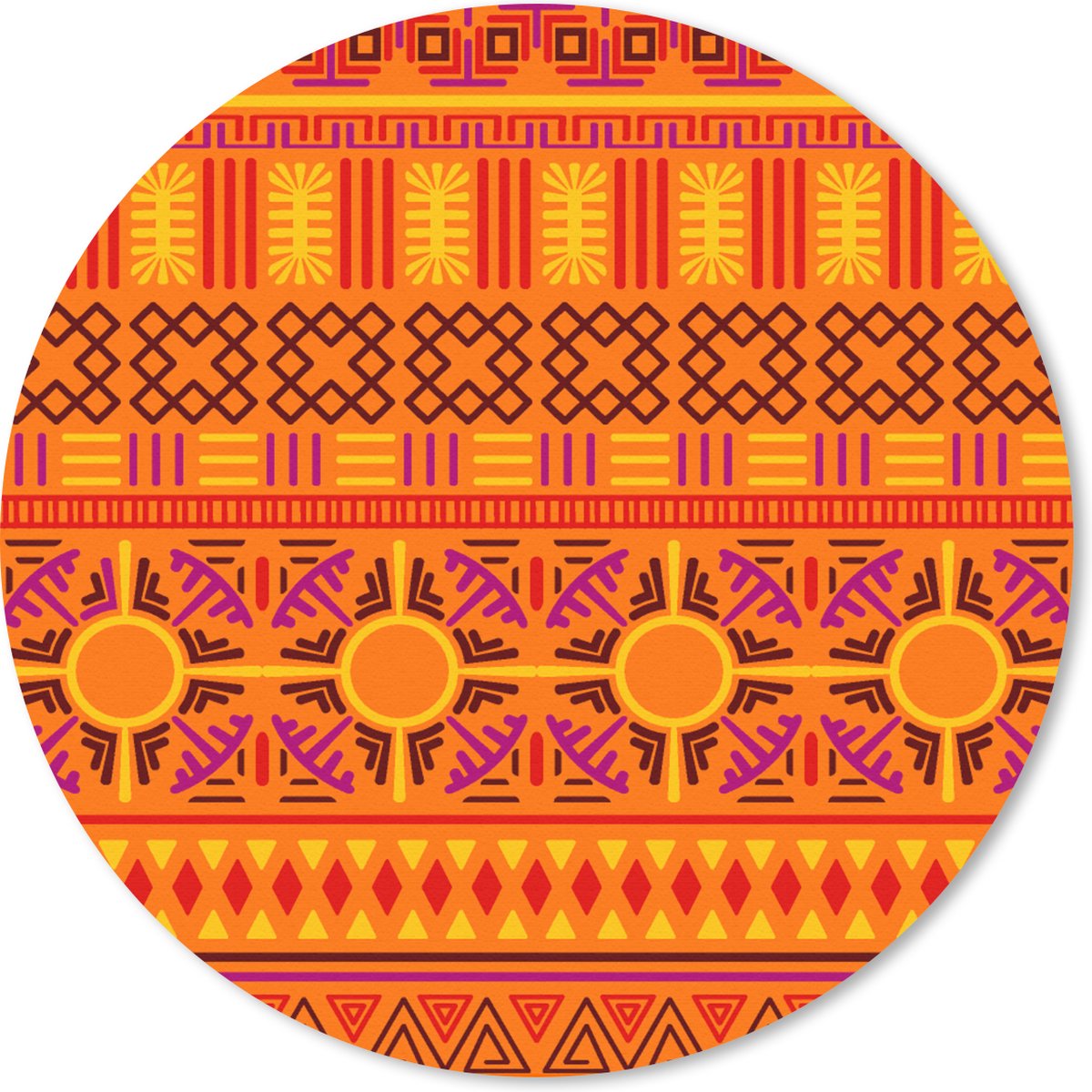 Muismat rond 40x40 cm - Mousepad Patronen - Oranje - Zon - Ronde muismatten
