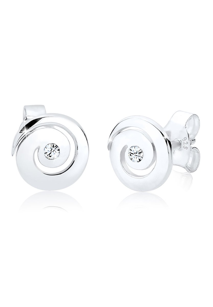 Elli - Oorbellen - Dames Oorsteker Spiraal Basis Modern met Kristal in 925 Sterling Zilver - Dames