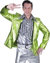 Funny Fashion - Jaren 80 & 90 Kostuum - Glanzend Groen Disco Godheid Colbert Man - Groen - Maat 52-54 - Carnavalskleding - Verkleedkleding
