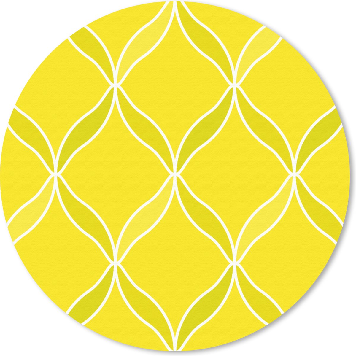 Muismat rond 50x50 cm - Mousepad Citroen - Patronen - Contour - Fruit - Ronde muismatten