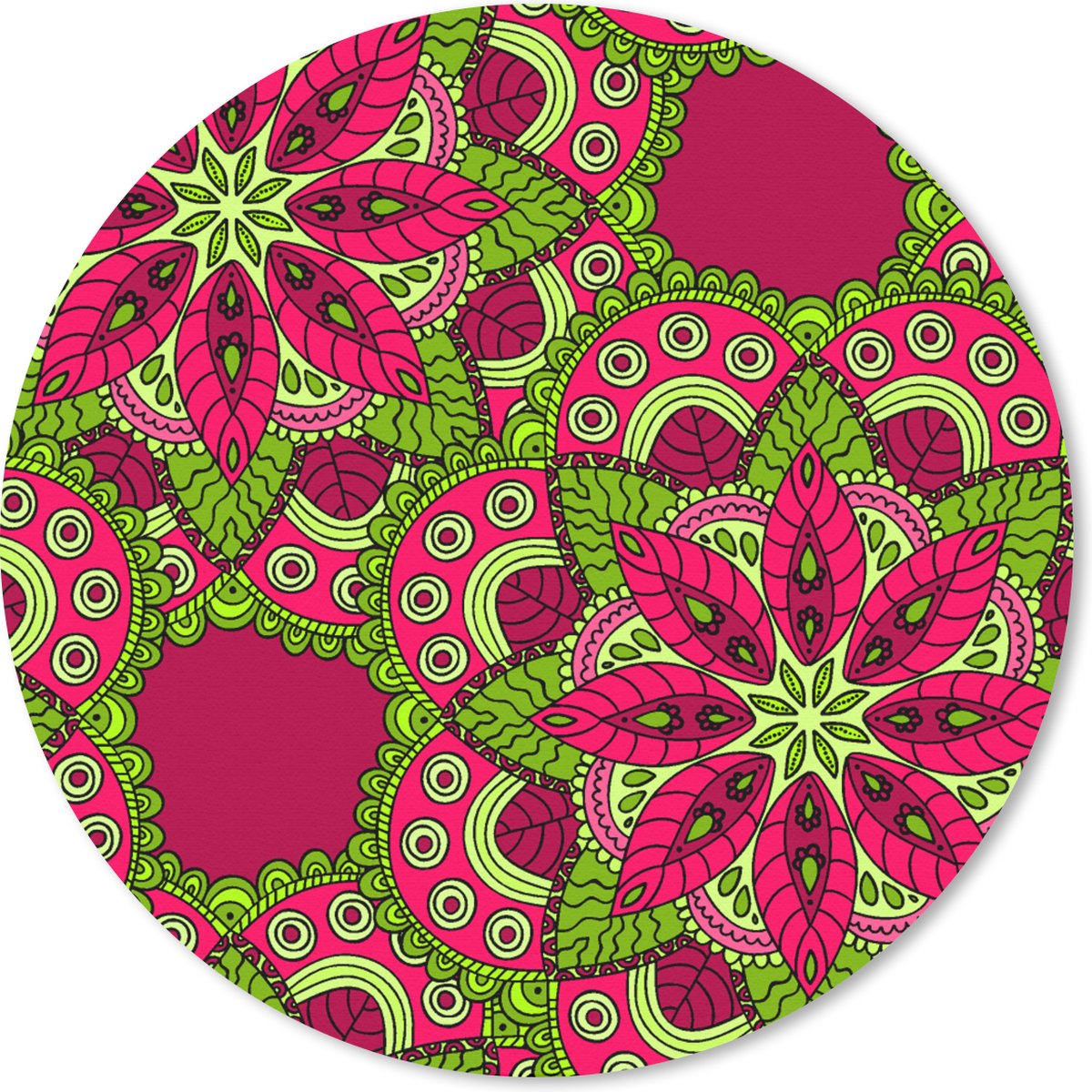 Muismat rond 30x30 cm - Mousepad Hippie - Mandala - Bloemen - Design - Ronde muismatten