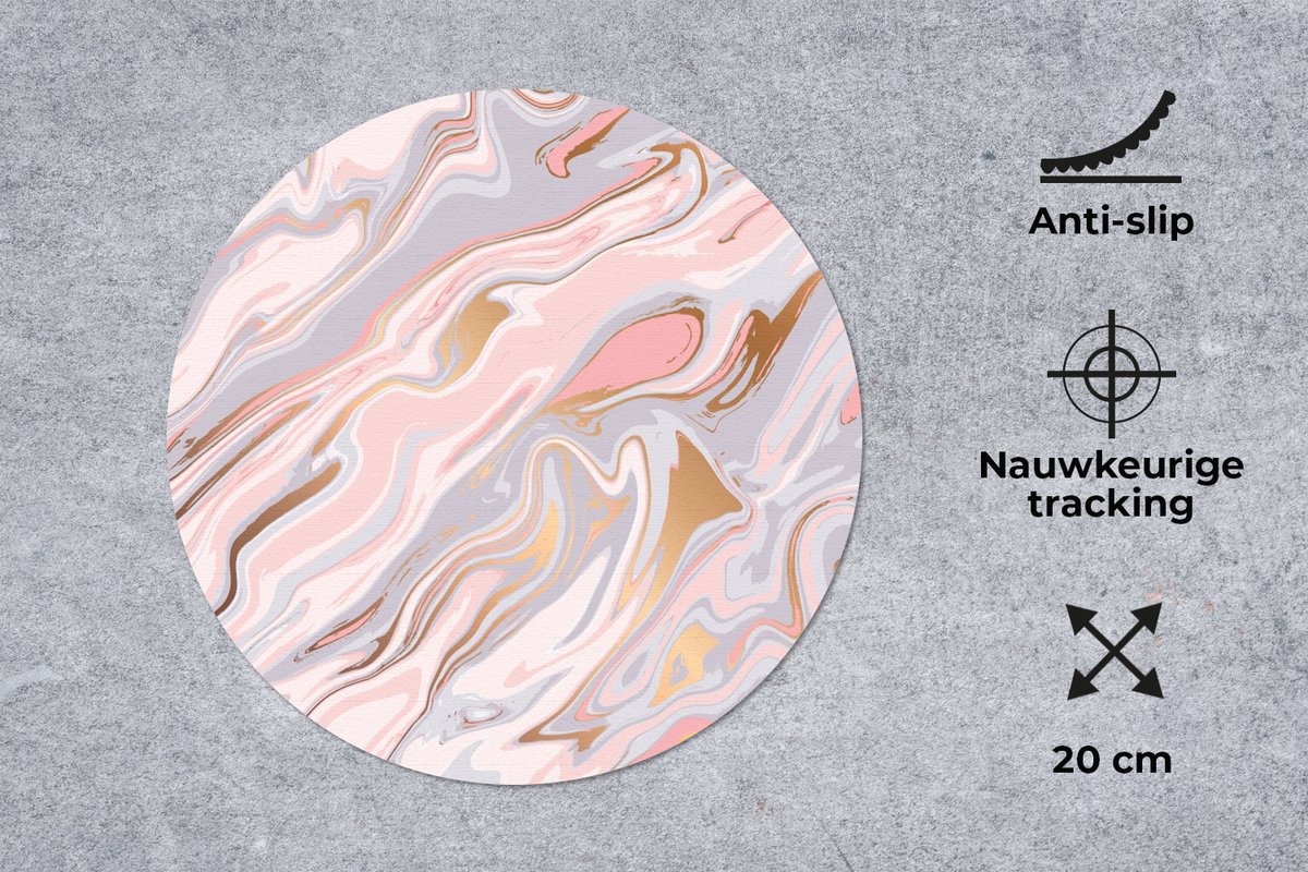 Muismat rond 20x20 cm - Mousepad Marmer - Pastel - Abstract - Patronen - Ronde muismatten