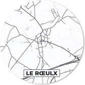 Muismat - Mousepad - Rond - Plattegrond – Le Rœulx – Zwart Wit – Stadskaart - Kaart - België - 20x20 cm - Ronde muismat