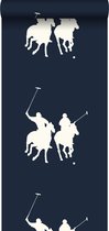 ESTAhome behangpapier polo spelers marine blauw - 115628 - 53 cm x 10,05 m