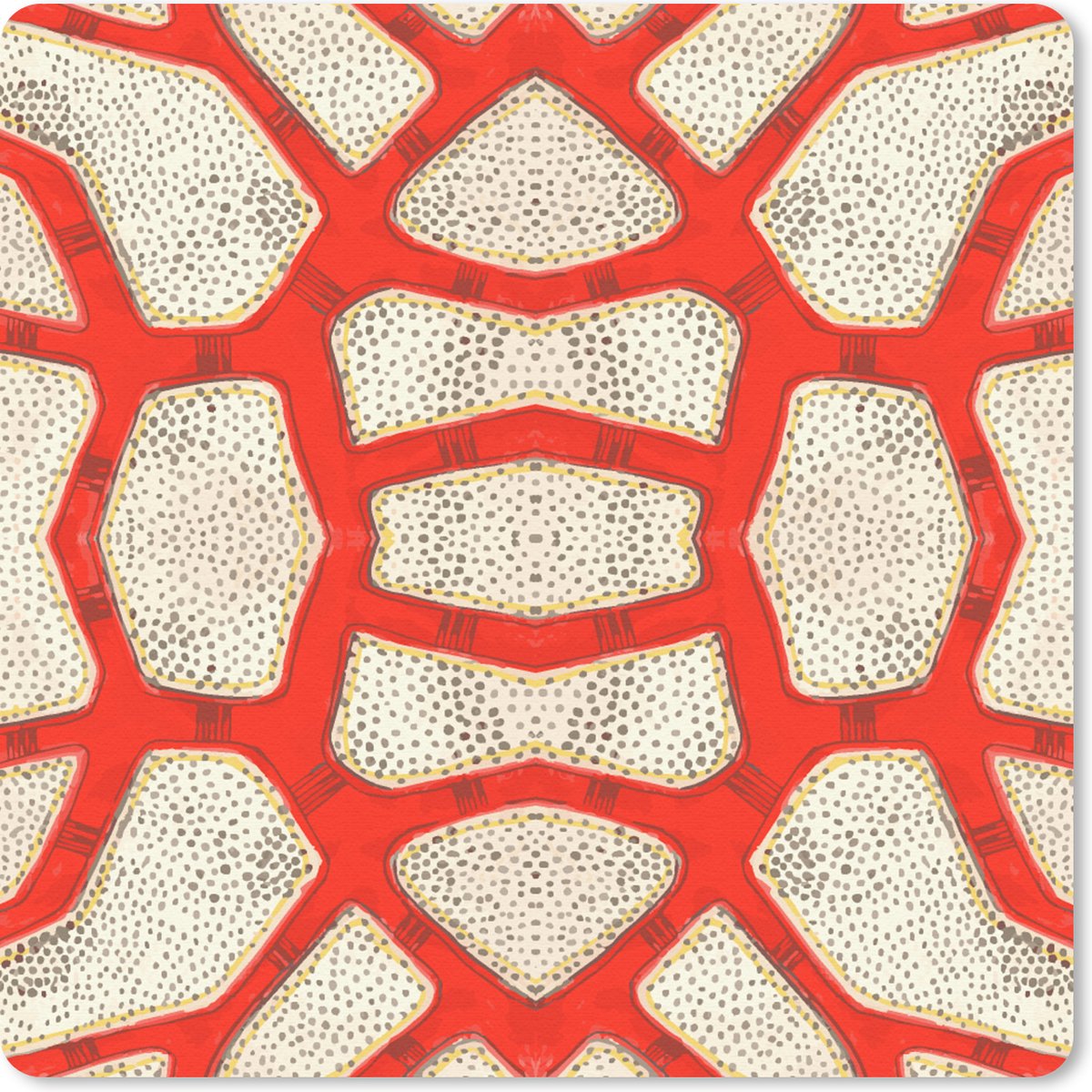 Muismat 20x20 cm - Mousepad Koraal - Rood - Wit - Design - Muismatten