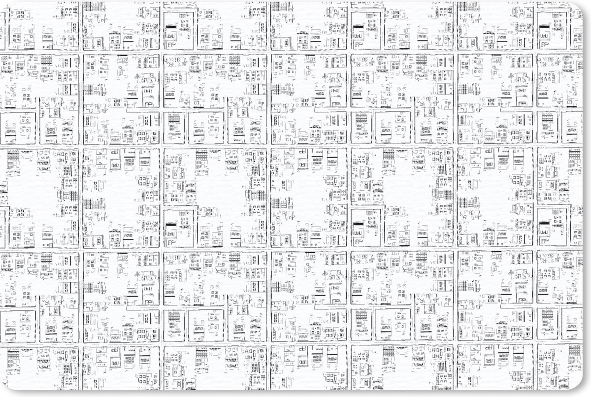 Muismat 27x18 cm - Mousepad Stadskaart - Patronen - Zwart Wit - Muismatten