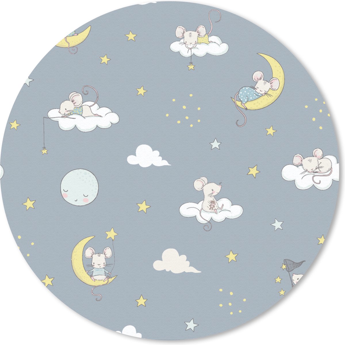 Muismat rond 20x20 cm - Mousepad Muis - Maan - Patronen - Ronde muismatten