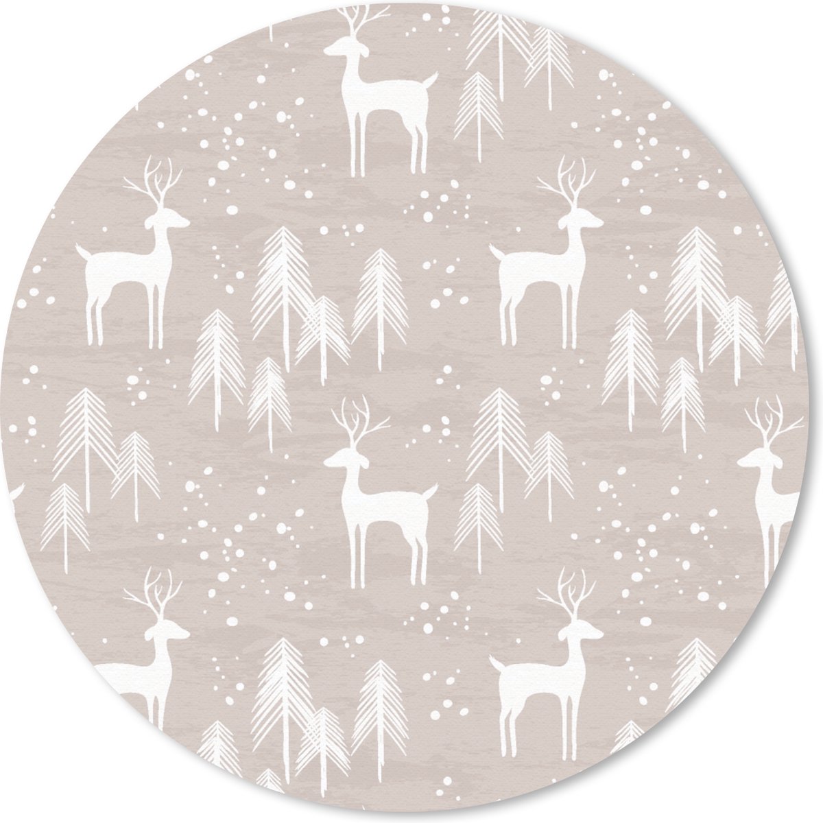 Muismat rond 40x40 cm - Mousepad Patronen - Hert - Wit - Beige - Ronde muismatten