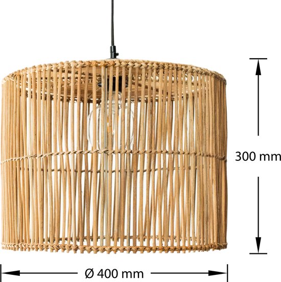 Groenovatie Rotan / Rieten Hanglamp - Handgemaakt - Rond - Naturel - Ø40 cm