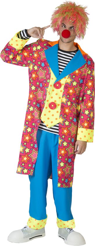 Funny Fashion - Clown & Nar Kostuum - Gekke Kleurige Clown Caramba - Man - multicolor - Maat 52-54 - Carnavalskleding - Verkleedkleding