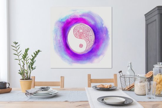Une illustration d'un logo Yin et Yang avec toile couleur 90x90 cm - Tirage photo sur toile (Décoration murale salon / chambre)