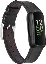 YONO Bracelet en Cuir adapté pour Fitbit Inspire 3 - Bracelet en Cuir de Remplacement - Zwart