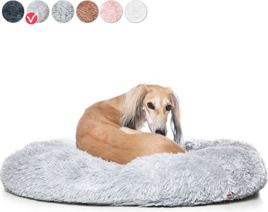 Snoozle Donut Hondenmand - Zacht en Luxe Hondenkussen - Wasbaar - Fluffy - Hondenmanden - 80cm - Lichtgrijs - Snoozle
