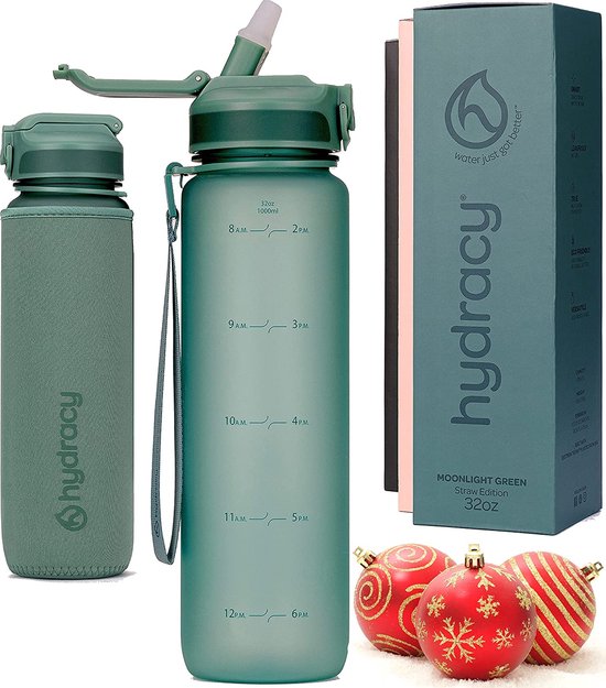 Hydracy 32oz Water Bottle With Time Marker - BPA Free, Leak Proof, Fruit Infuser, Gradient Lilac Blue - View #3