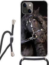 Hoesje met koord Geschikt voor iPhone 13 Mini - Paard - Halster - Manen - Siliconen - Crossbody - Backcover met Koord - Telefoonhoesje met koord - Hoesje met touw