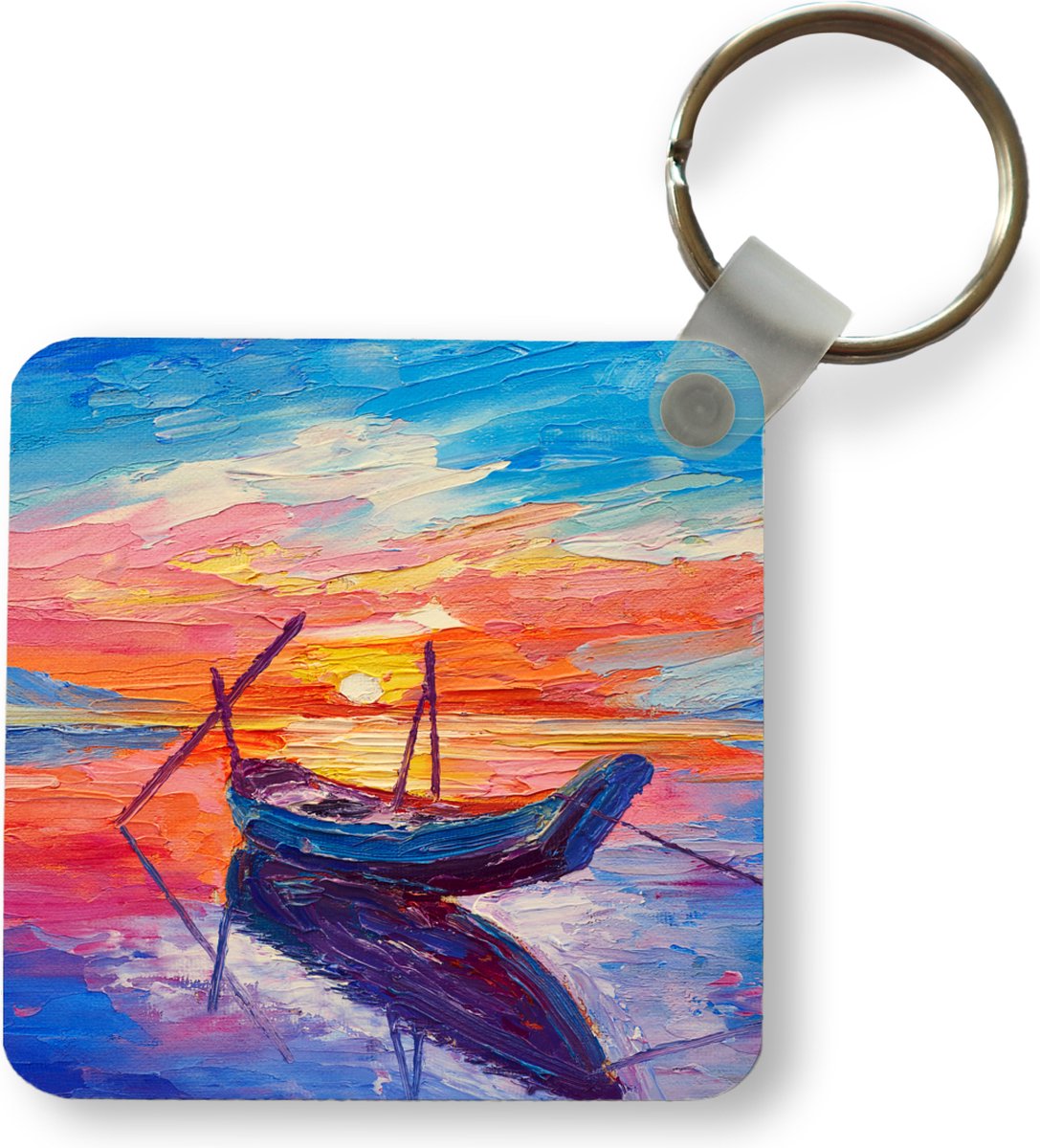 Sleutelhanger - Uitdeelcadeautjes - Schilderij - Boot - Olieverf - Water - Plastic