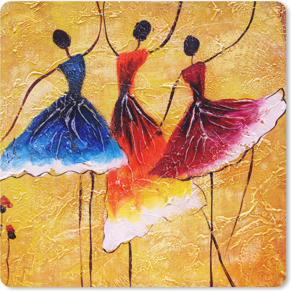 Muismat 20x20 cm - Mousepad Schilderij - Vrouwen - Jurk - Olieverf - Muismatten
