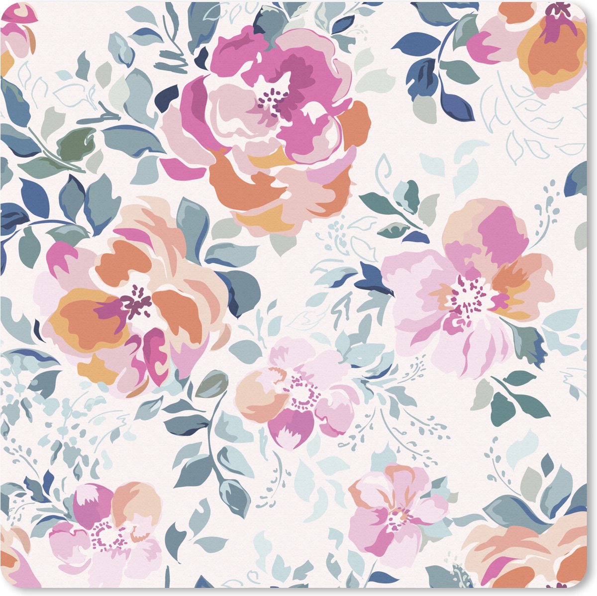 Muismat 30x30 cm - Mousepad Bloemen - Rozen - Waterverf - Muismatten