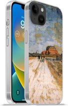Geschikt voorApple Iphone 14 Plus - Soft case hoesje - Weg die langs de wallen van Parijs loopt - Vincent van Gogh - Siliconen Telefoonhoesje