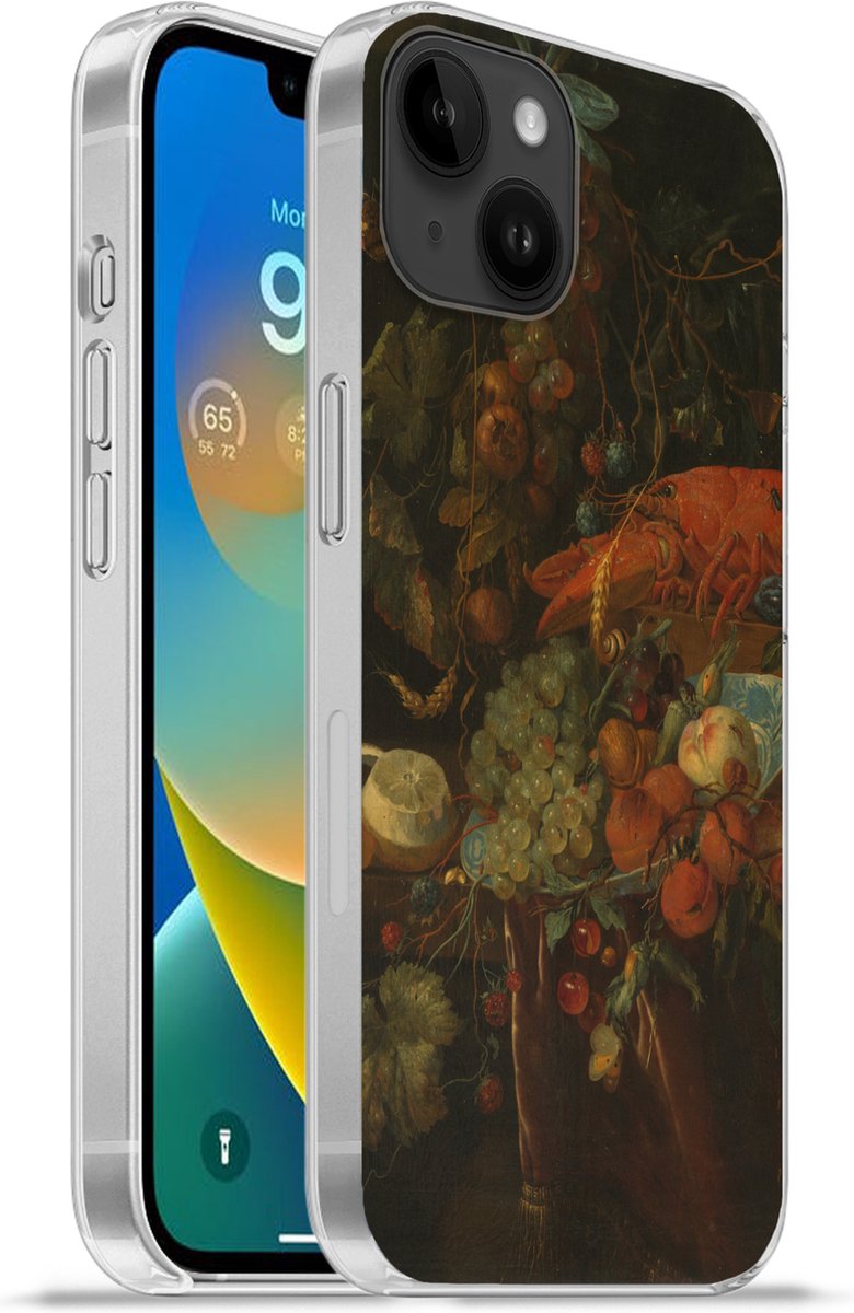 Telefoonhoesje Geschikt voor Apple Iphone 14 Plus hoesje - Stilleven met vruchten en een kreeft - Schilderij van Jan Davidsz. de Heem - Siliconen Telefoonhoesje Telefoonhoesje